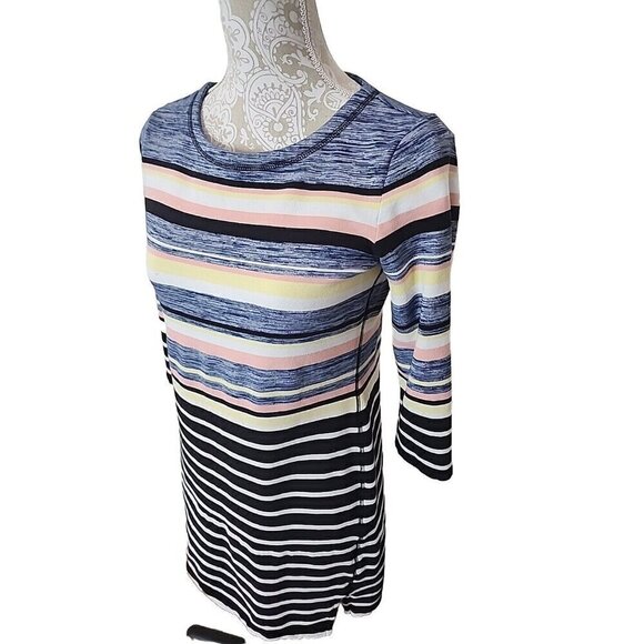 T by TALBOTS Mini Dress Striped Sheath Multicolor 3/4 Sleeve Women's XS - Picture 2 of 7